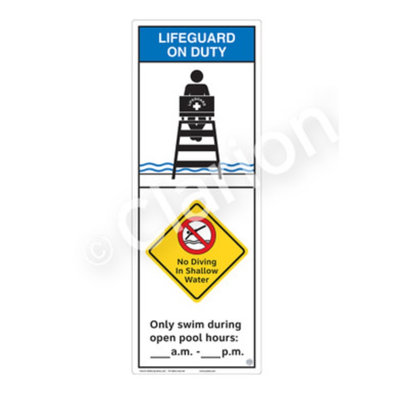 Lifeguard on Duty No Diving in Shallow Water Sign (WSS2258-e)