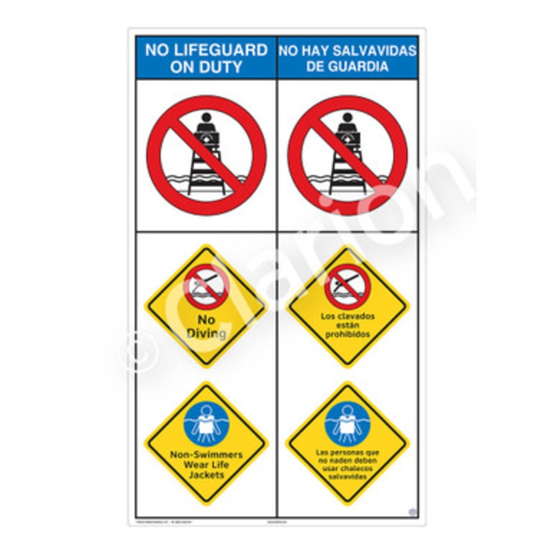 No Lifeguard on Duty No Diving Sign (WSS2305-b)
