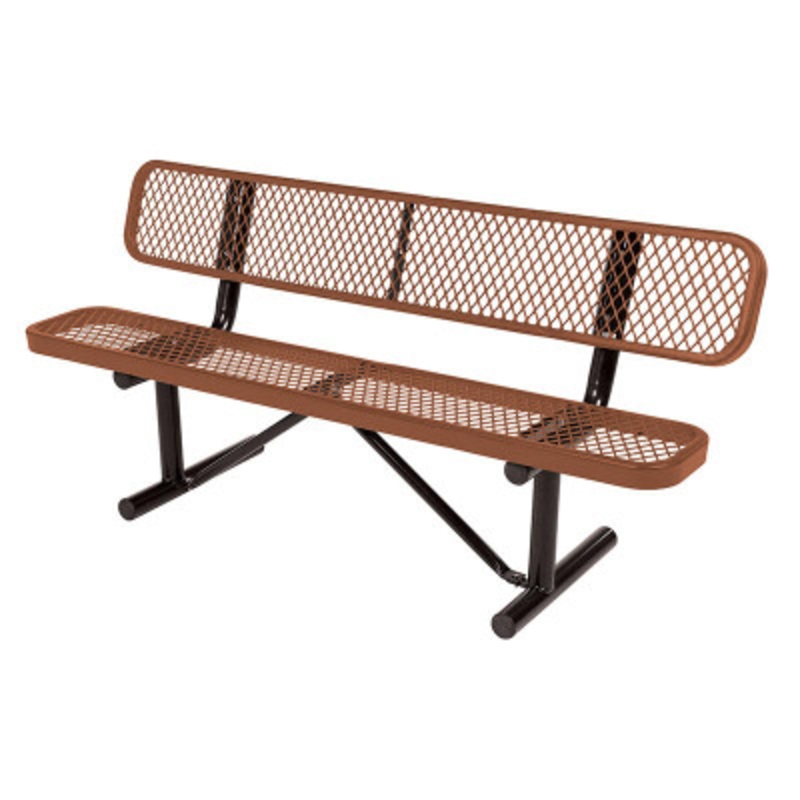 Steel Bench, Expanded Metal, 96in, Brown