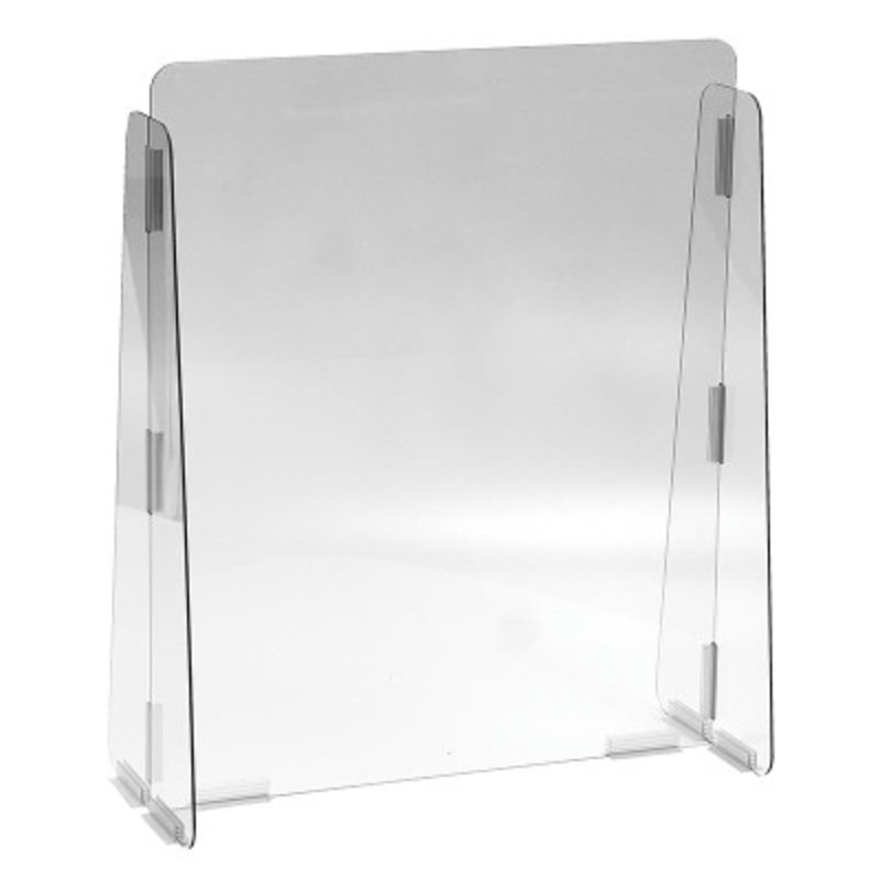1/8in Cashier Guard 23 x 28in, Solid Panel, Please Practice Safe Distancing