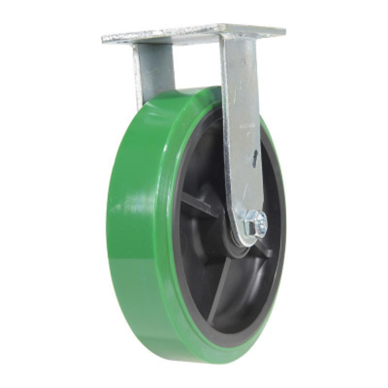 Rigid Caster, 8in x 2in Width, 1000 lb., Green/Black