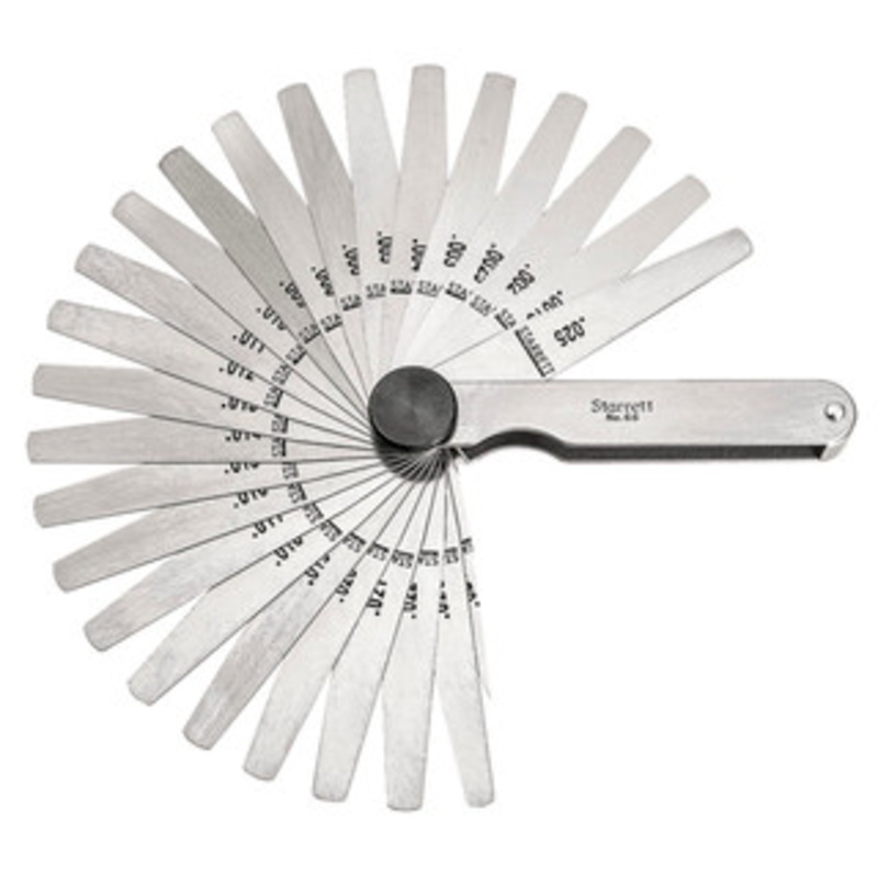 Starrett Tapered Leaf Thickness Gage 66T, 26 Pieces, 0.0015 to 0.025 Thickness – 10-966-0