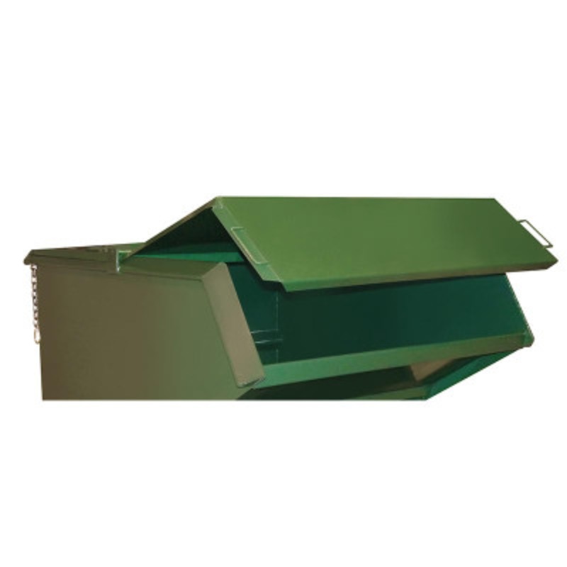 Steel 2 Cubic Yard Hopper, Front Lid, Green