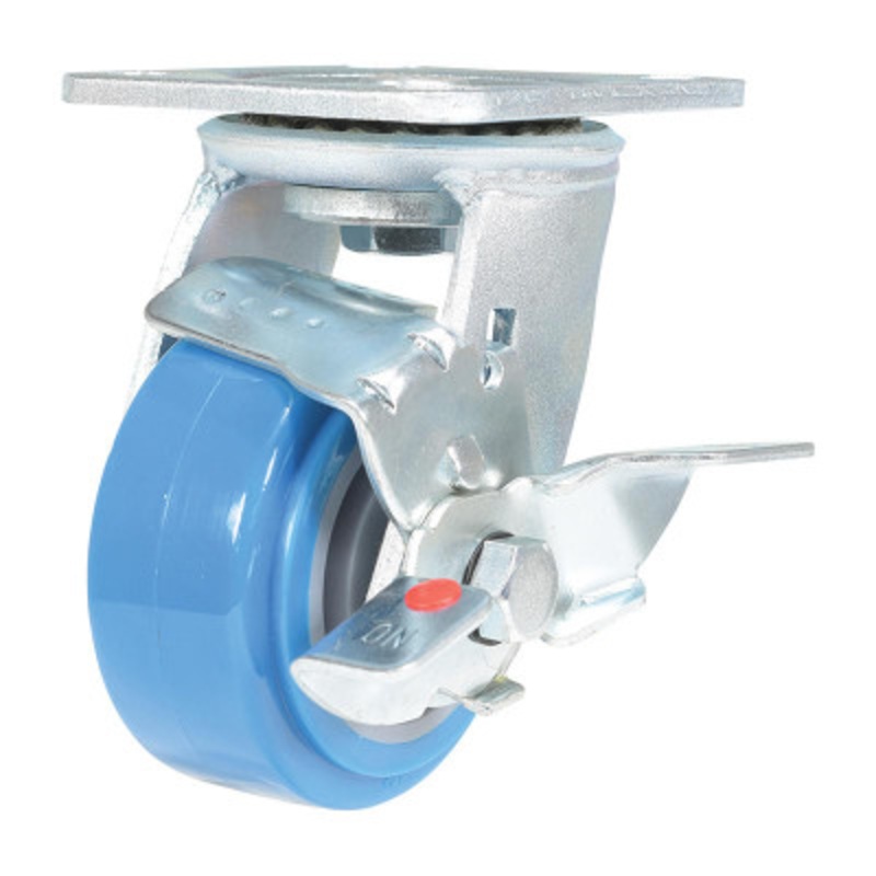 Swivel With Brake Caster 4 x 2in Width 617lb, Light, Blue/Gray