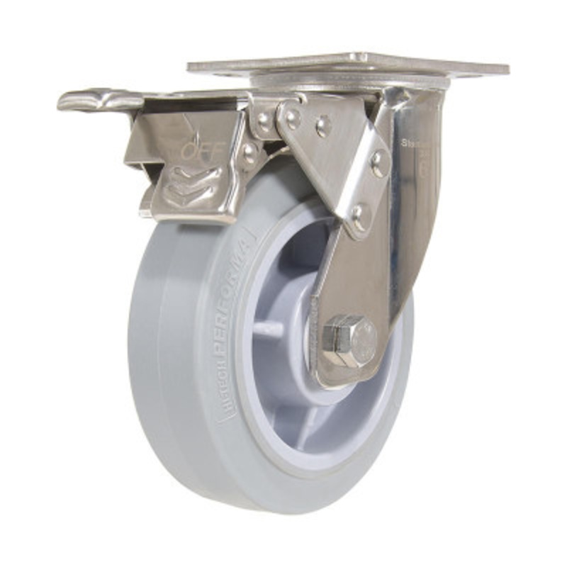 Swivel With Total Brake Caster 6 x 2in Width, 600 lb., Gray