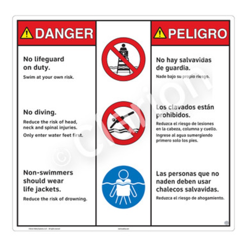 Danger No Lifeguard on Duty Sign (WSS3305-b)