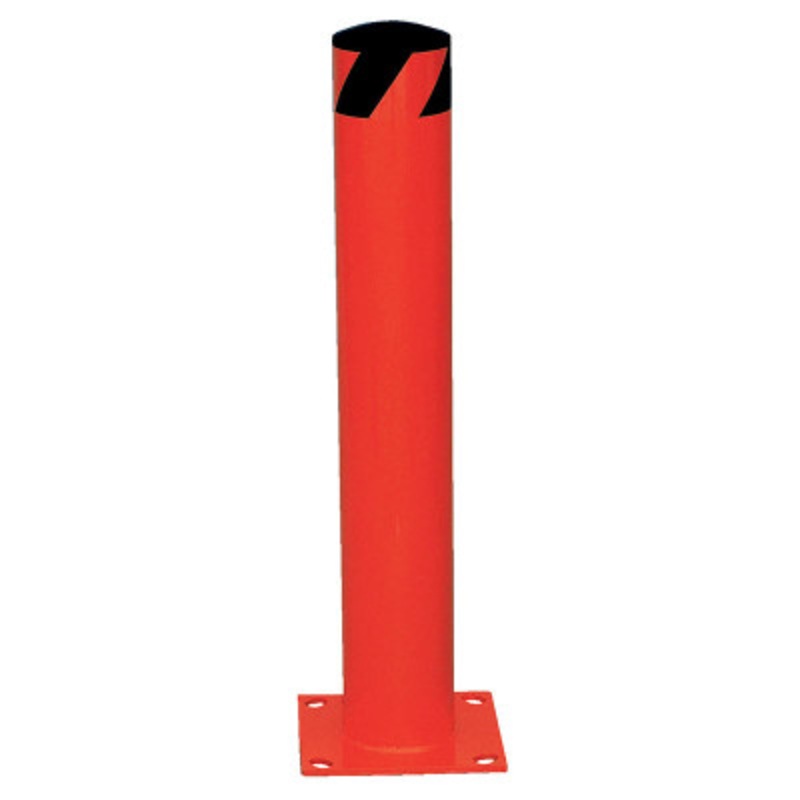 Steel Pipe Safety Bollard, 24in x 4-1/2in, Red