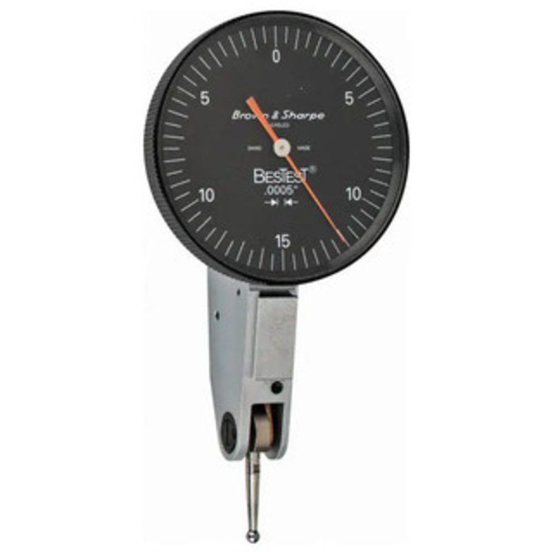 Brown & Sharpe BesTest Dial Test Indicator 599-7031-5, 0.030 Range, 0.0005 Graduation, 1-1/2 Dial Dia., Black Dial – 20-410-7