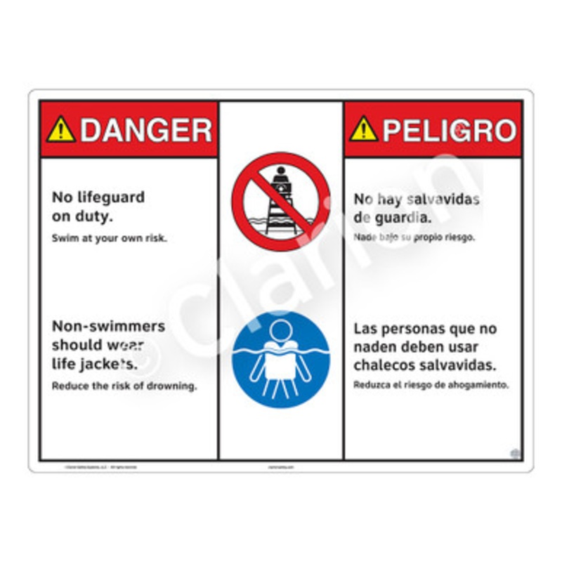 Danger No Lifeguard on Duty Sign (WSS3204-b)