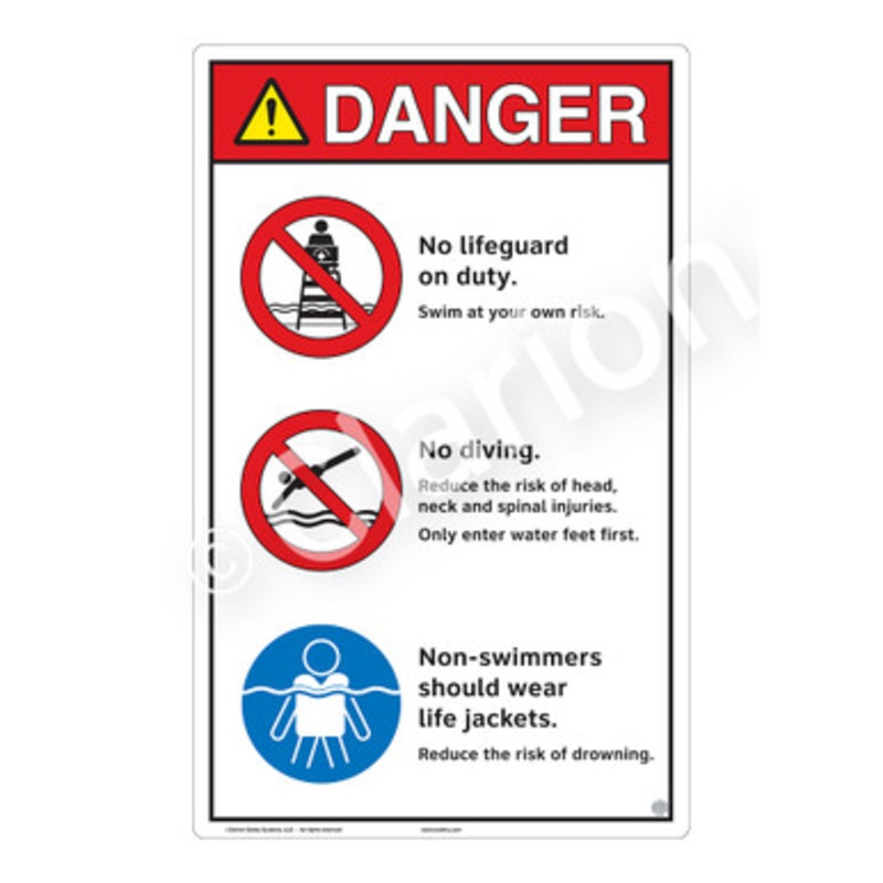 Danger No Lifeguard on Duty Sign (WSS3305-e)