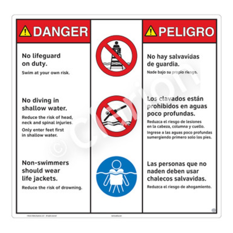 Danger No Lifeguard on Duty Sign (WSS3307-b)