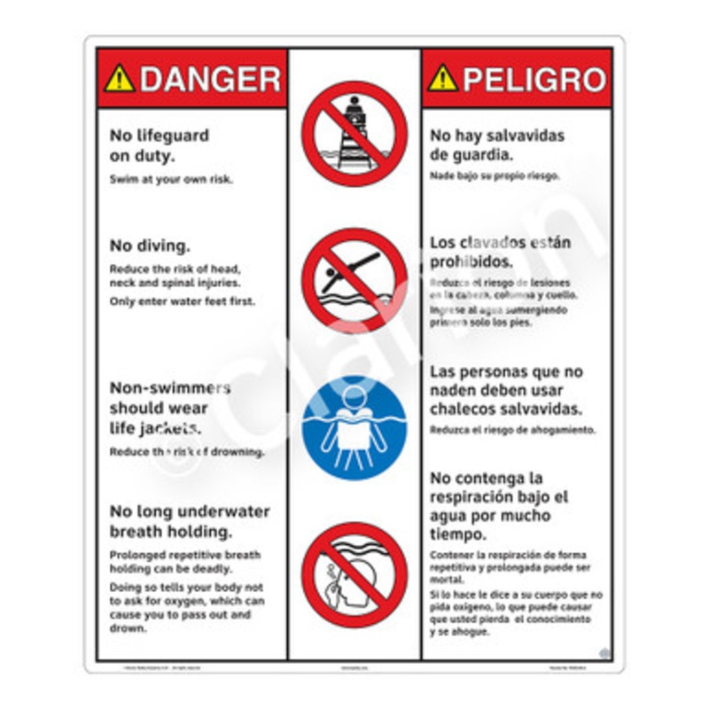 Danger No Lifeguard on Duty Sign (WSS3405-b)