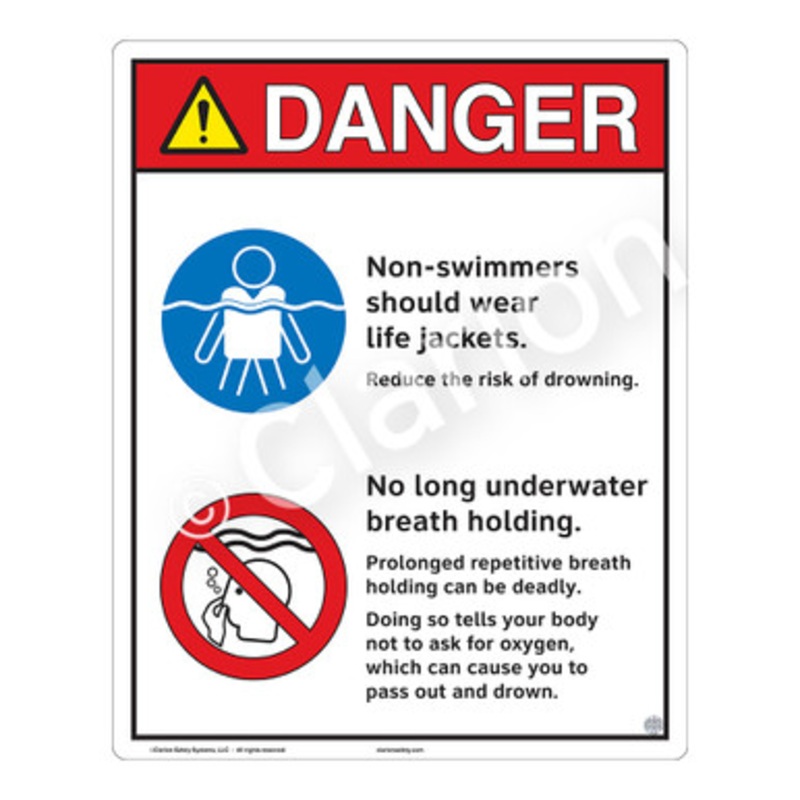 Danger Non-Swimmers Life Jackets Sign (WSS3214-e)