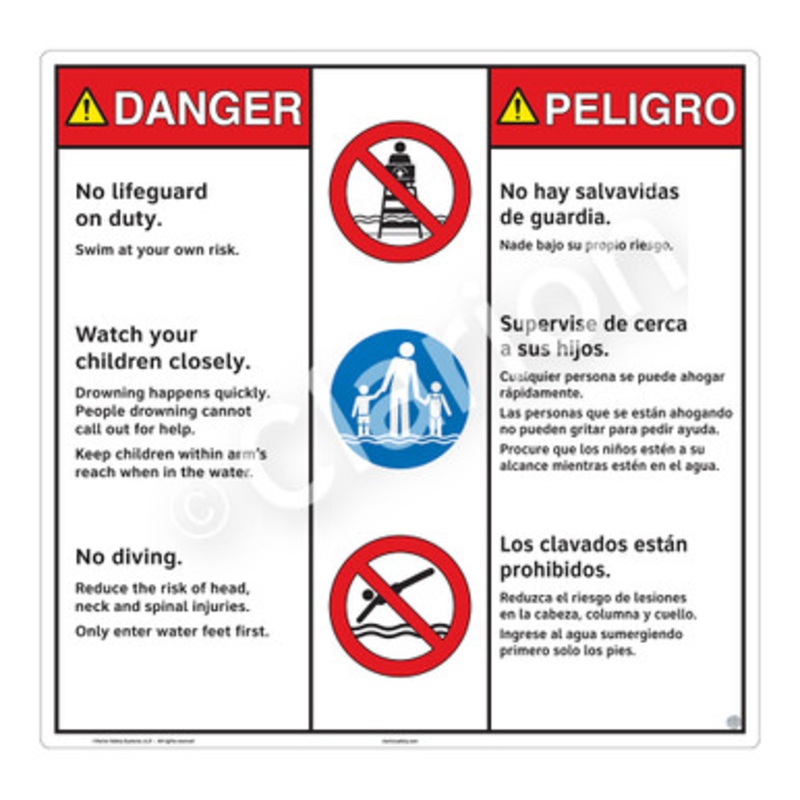 Danger No Lifeguard on Duty Sign (WSS3301-b)