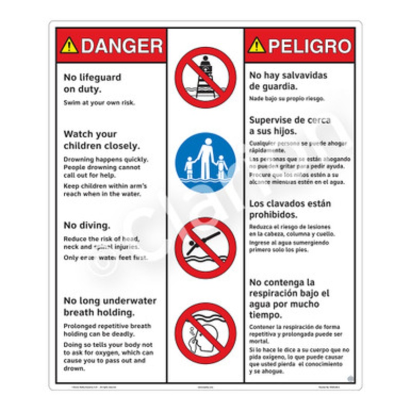 Danger No Lifeguard on Duty Sign (WSS3402-b)