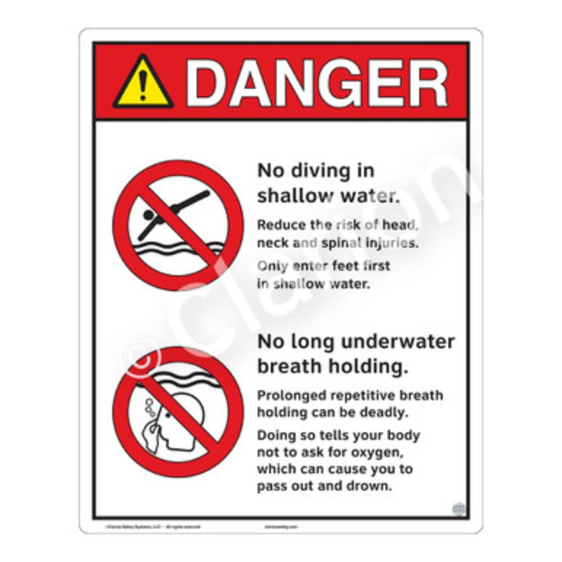 Danger No Diving in Shallow Water Sign (WSS3213-e)
