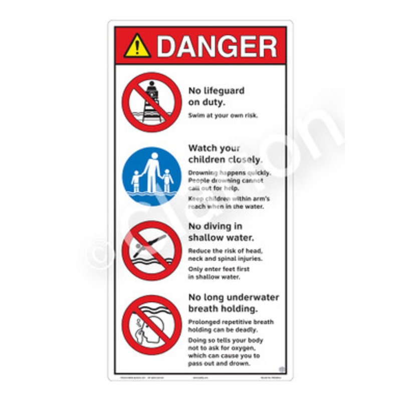 Danger No Lifeguard on Duty Sign (WSS3404-e)