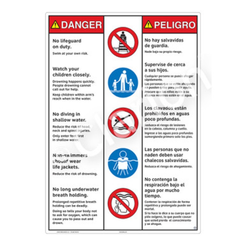 Danger No Lifeguard on Duty Sign (WSS3502-b)