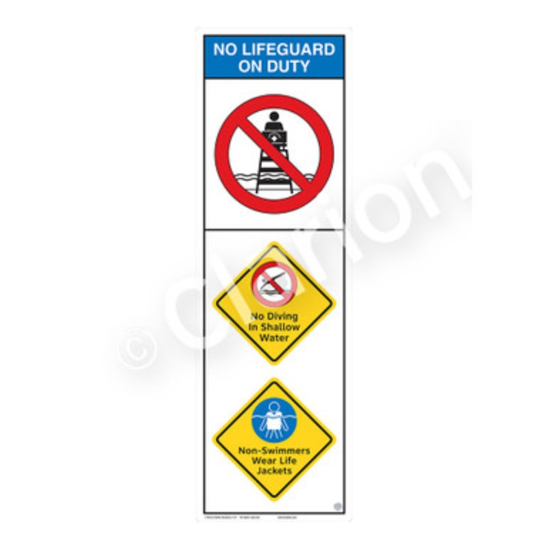 No Lifeguard on Duty No Diving in Shallow Water Sign (WSS2307-e)