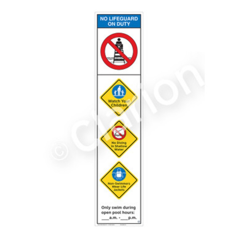 No Lifeguard on Duty Watch Your Children Sign (WSS2453-e)