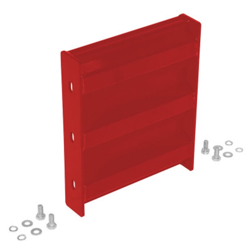 Steel 3 Ribbed Bolt On Style Guard Rail, 12in Length, Red