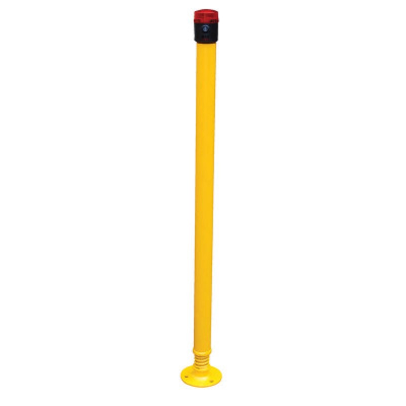 Steel Spring Loaded Bollard Beeper and Strobe, 42in, Yellow