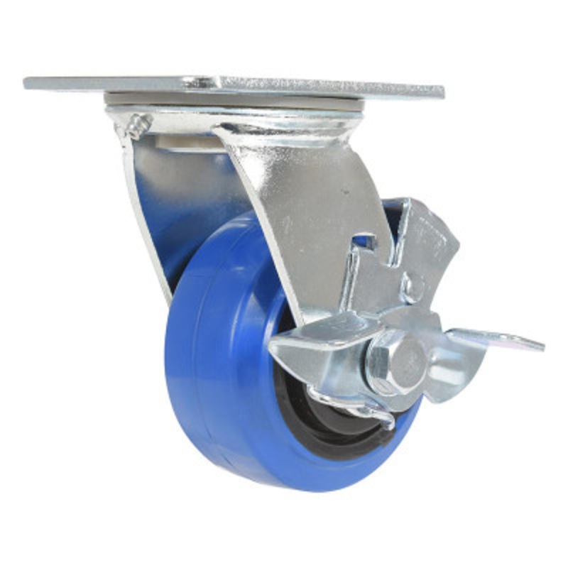 4X2 Elastic Rubber (Blue) Swivel W/ Brake