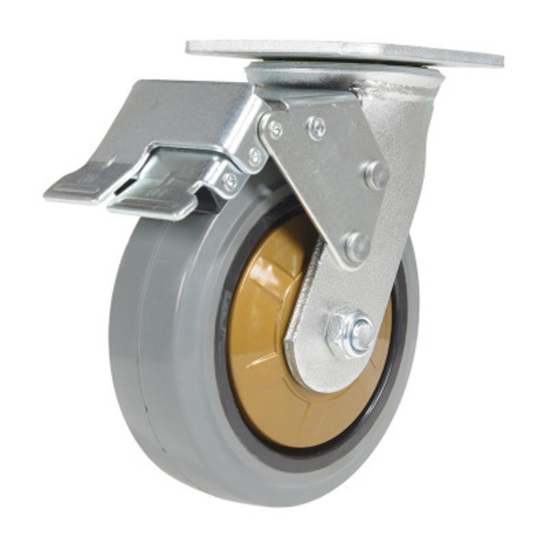6X2 Rubber Swivel Caster W/Total Brake