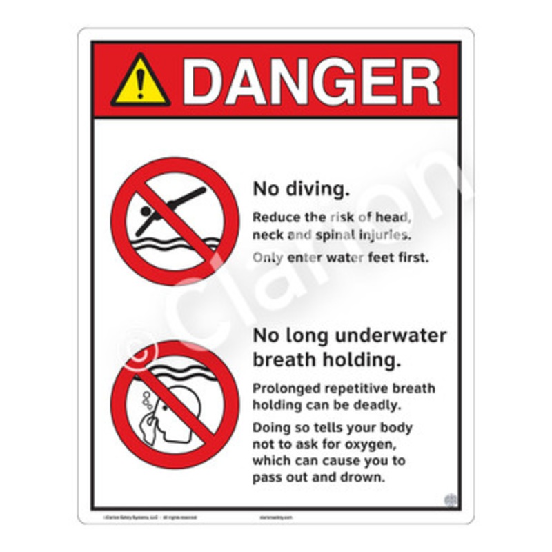 Danger No Diving Sign (WSS3211-e)
