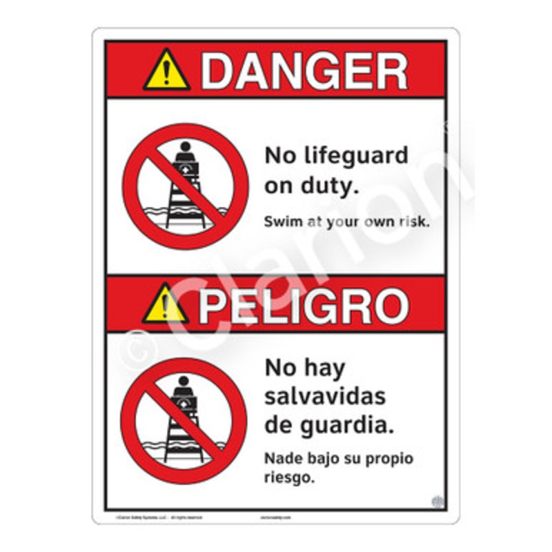 Danger No Lifeguard on Duty Sign (WSS3101-b)