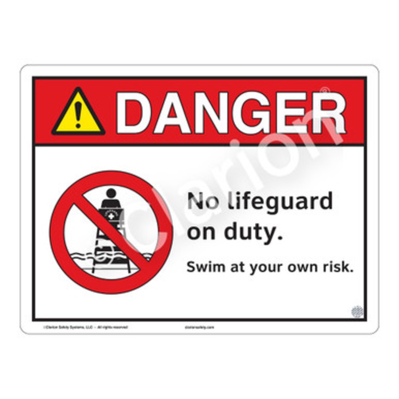 Danger No Lifeguard on Duty Sign (WSS3101-e)