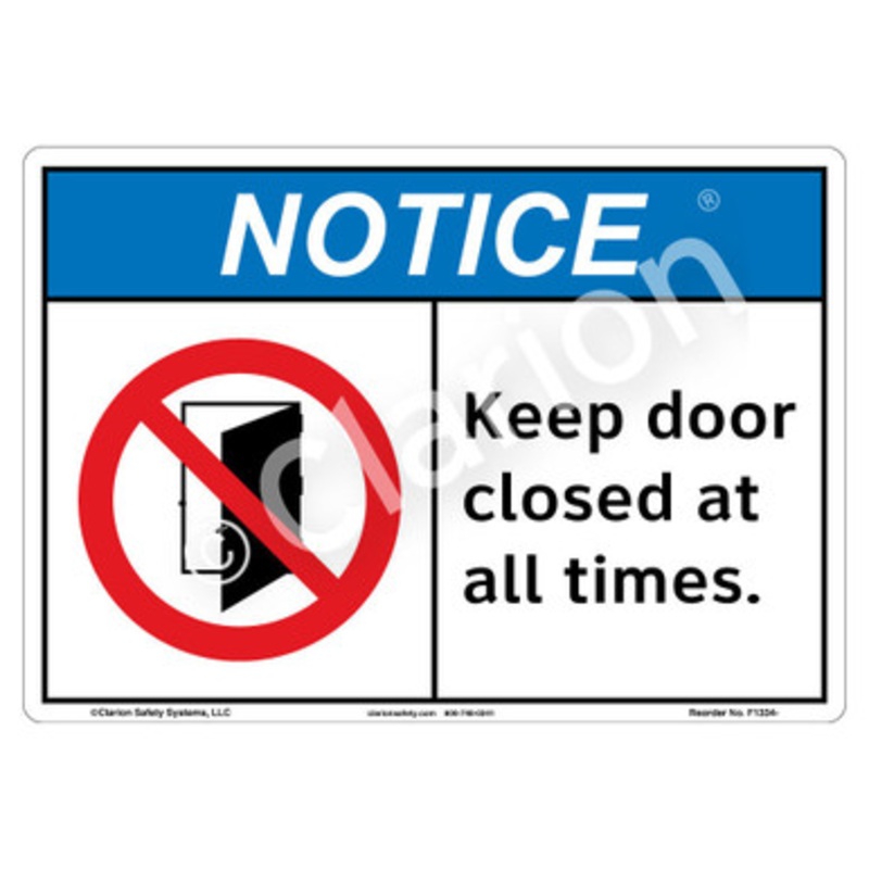 Notice Keep Door Closed Sign (F1334-)