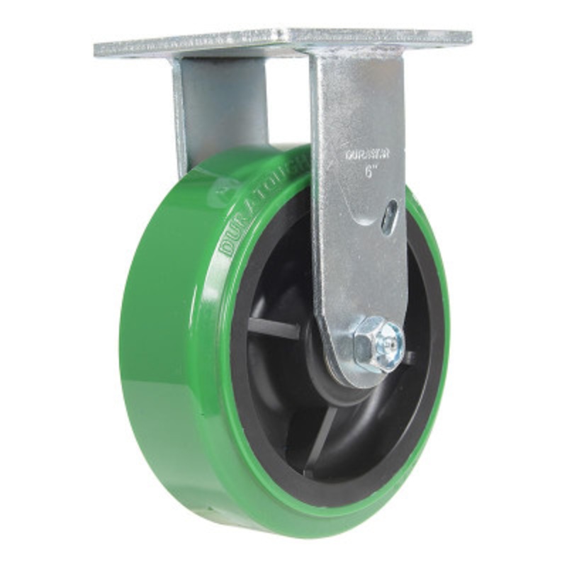 Rigid Caster, 6in Diameter x 2in Width, 900 lb., Green/Black