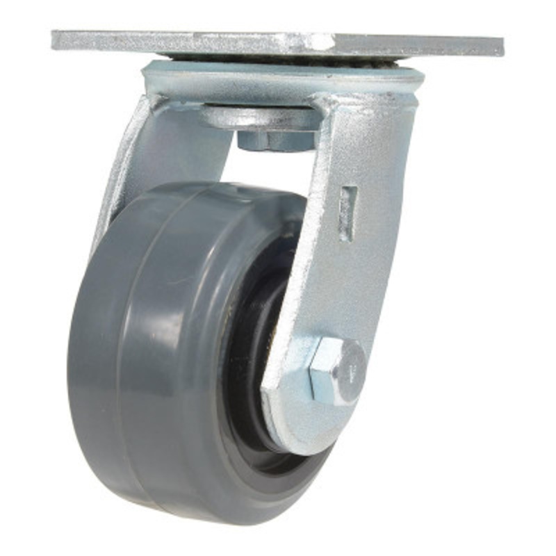 Rubber Swivel Caster, 4 x 2in Width 551 lb., Dark, Gray/Gold