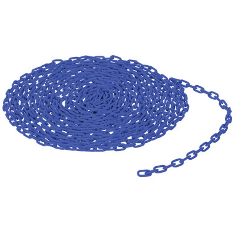 Steel Bollard Safety Chain Per Foot, 3/16in Thickness, Blue
