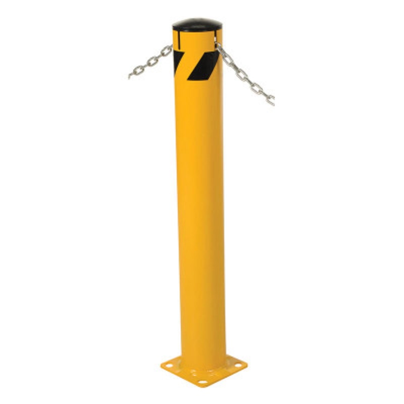 Steel Pipe Bollard with Slots, 42in x 5-1/2in, Yellow