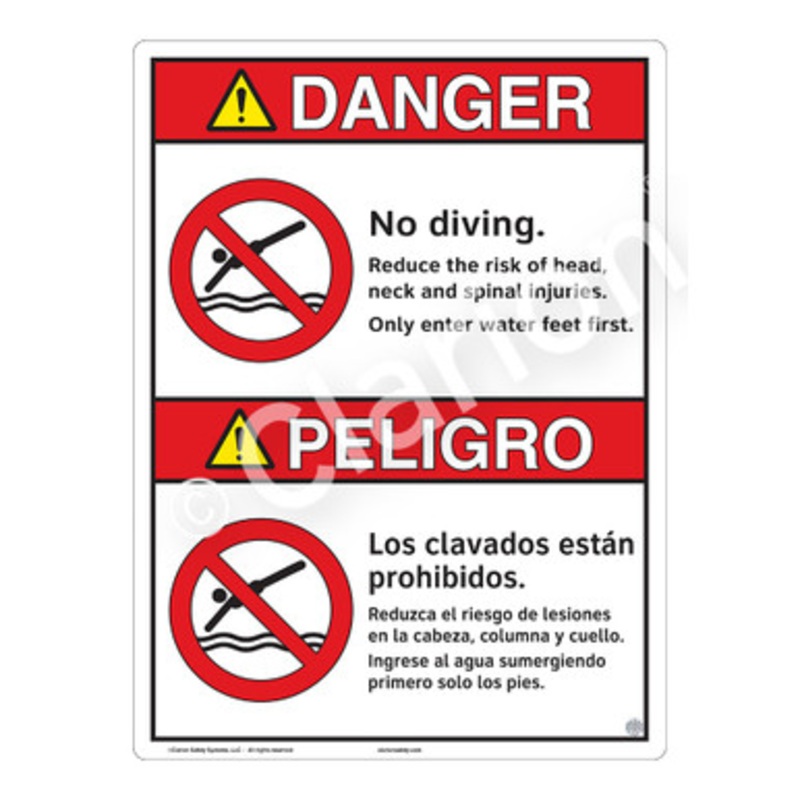 Danger No Diving Sign (WSS3103-b)