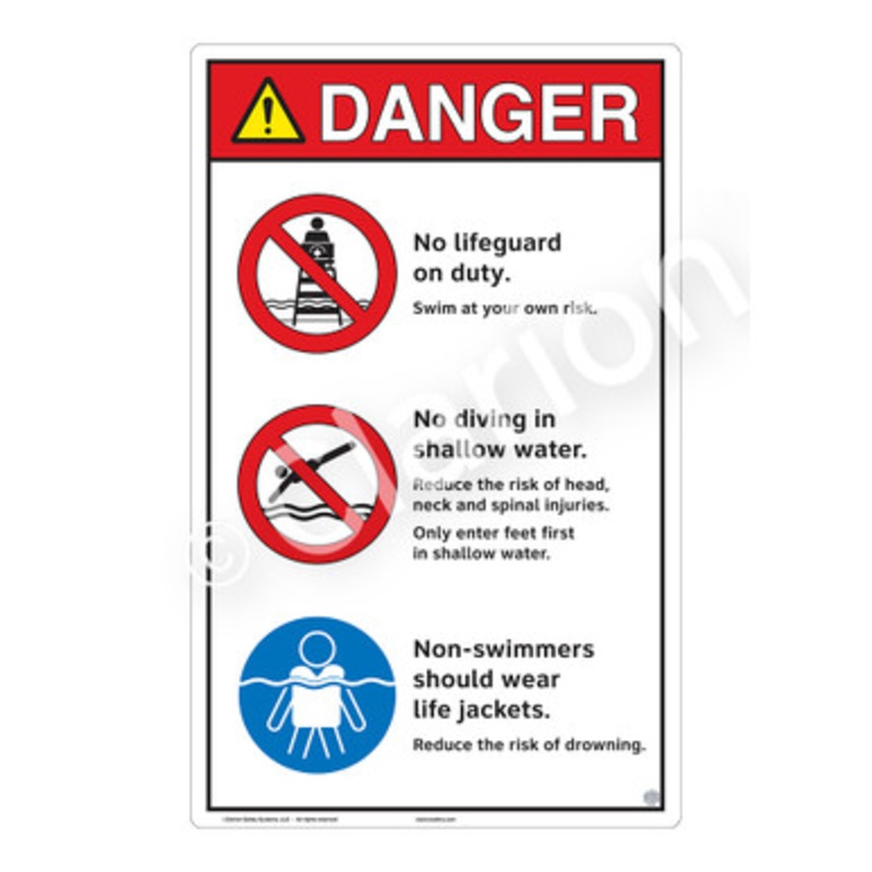 Danger No Lifeguard on Duty Sign (WSS3307-e)