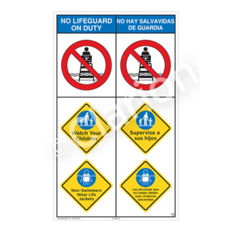 No Lifeguard on Duty Watch Your Children Sign (WSS2303-b)