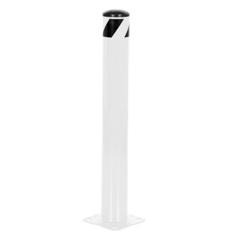 Steel Pipe Safety Bollard, 36in x 4-1/2in, White