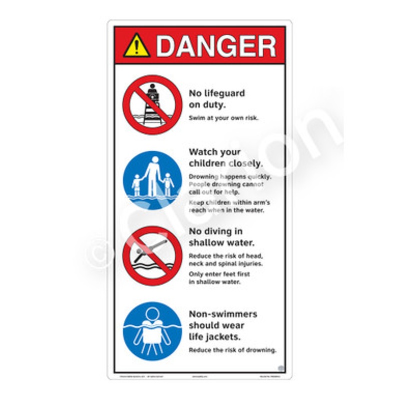 Danger No Lifeguard on Duty Sign (WSS3403-e)