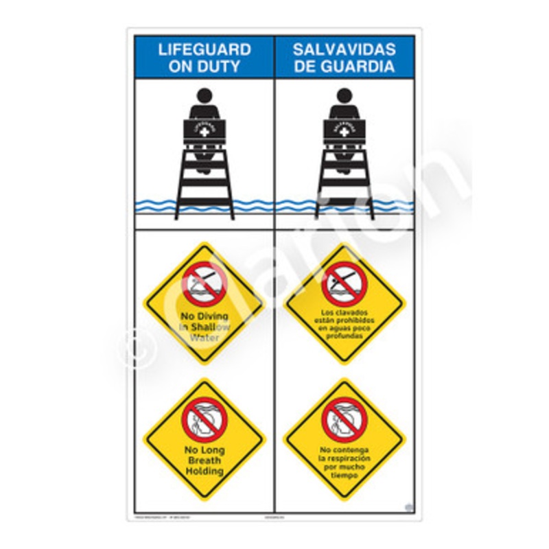 Lifeguard on Duty No Diving in Shallow Water Sign (WSS2317-b)