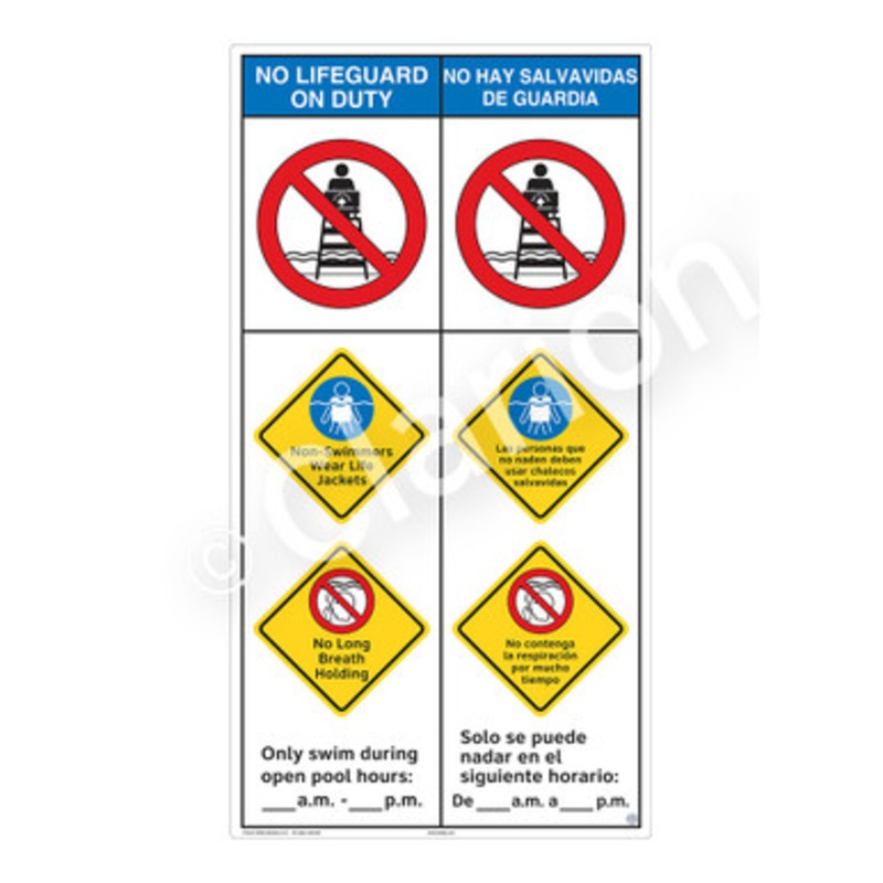 No Lifeguard on Duty Non-Swimmers Life Jackets Sign (WSS2359-b)