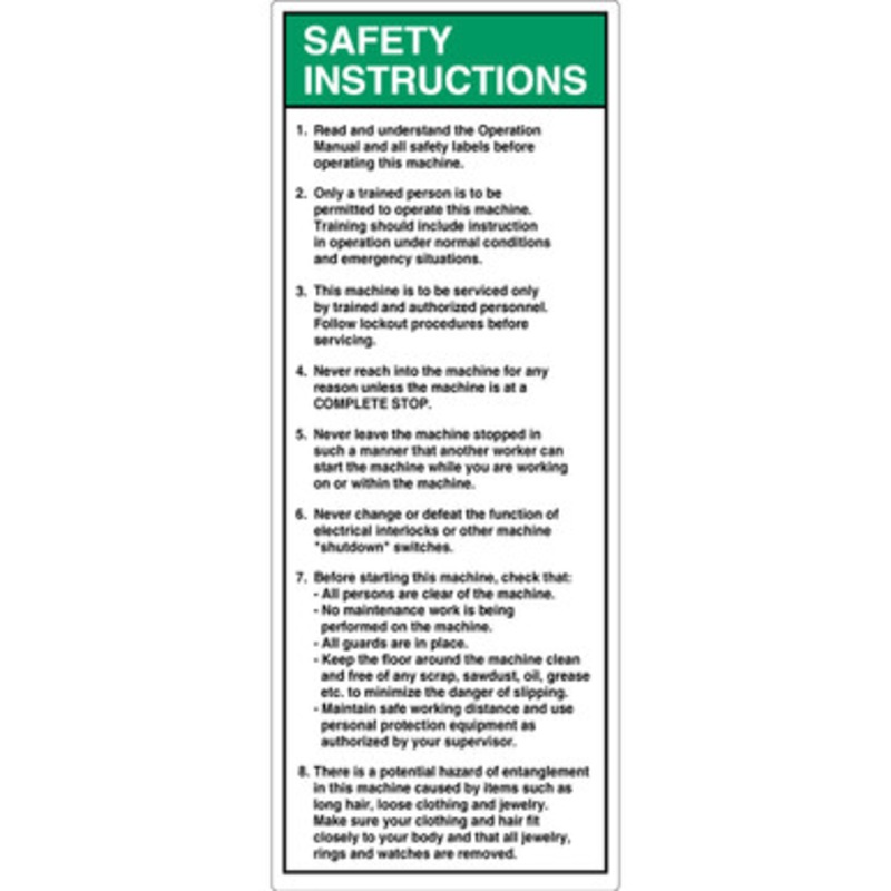 Safety Instruction Read and Understand Label (7002-DESV)