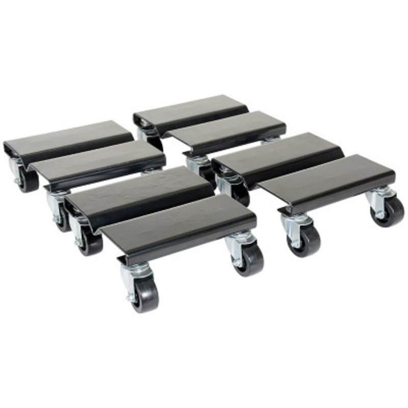 Steel Dolly Set 4 Quantity 8in x 8in x 3-5/8in, Black