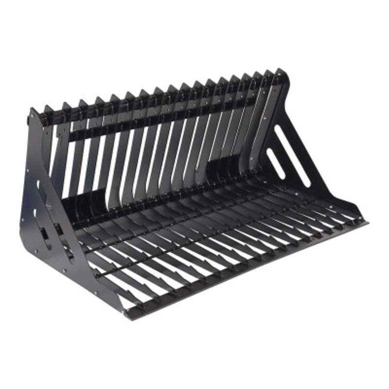 Steel Low Profile Skid Steer Rock Grader, 72in, Black