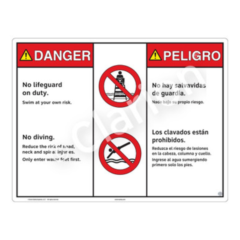 Danger No Lifeguard on Duty Sign (WSS3202-b)