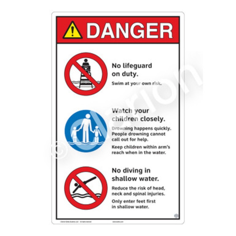 Danger No Lifeguard on Duty Sign (WSS3302-e)
