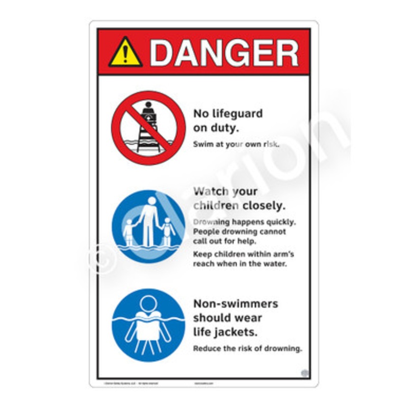 Danger No Lifeguard on Duty Sign (WSS3303-e)