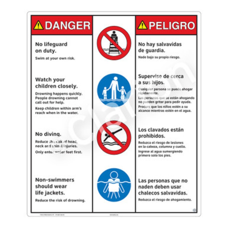Danger No Lifeguard on Duty Sign (WSS3401-b)